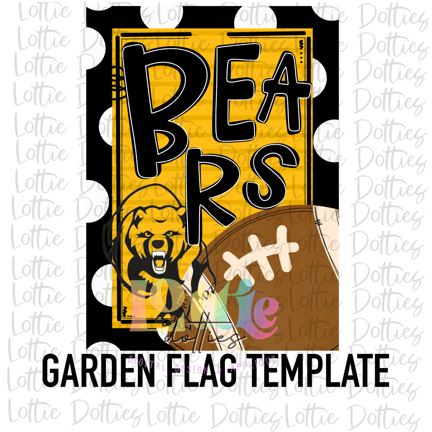 Bears Flag PNG - Bears  Sublimation Design - Digital Download - Black and Gold