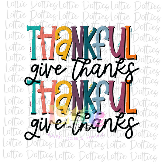 Thankful Give Thanks  Png - Thanksgiving Sublimation Design- Digital Download