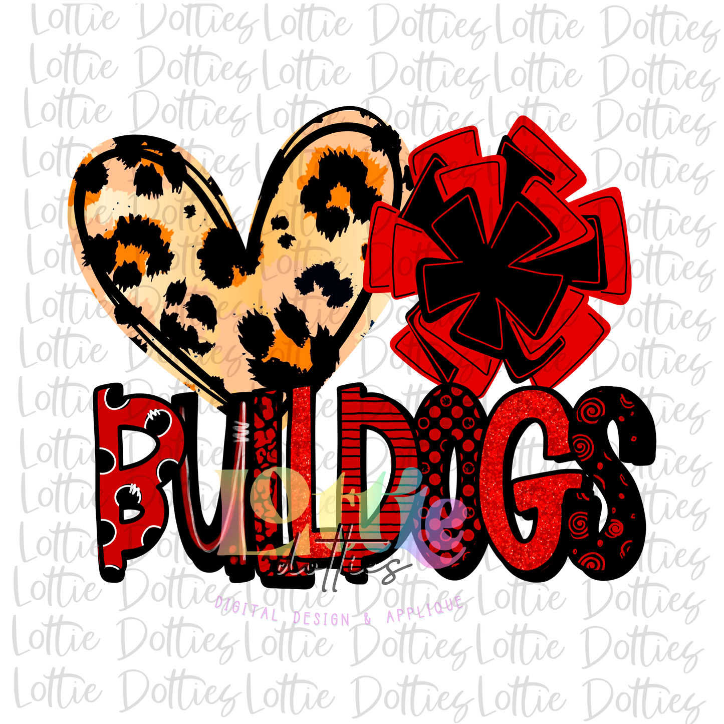 Love Bulldogs Pom  -  PNG - Bulldogs  -  sublimation design - Digital Download