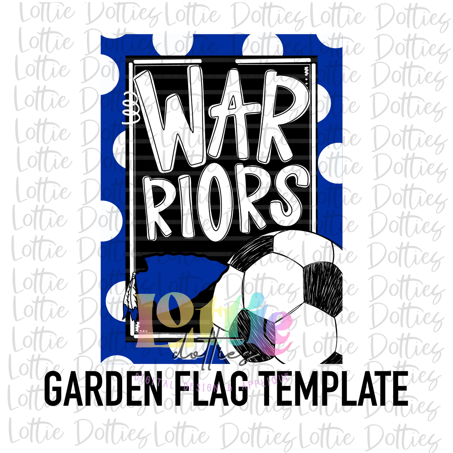 Warriors Soccer Flag Png - Mascot  Sublimation Design - Digital Download