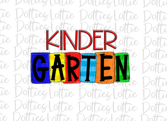 Kindergarten - PNG - Back To School - Sublimation - Digital Download