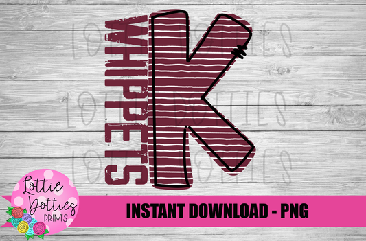 K - Whippets PNG - Whippets - Sublimation - Digital Download