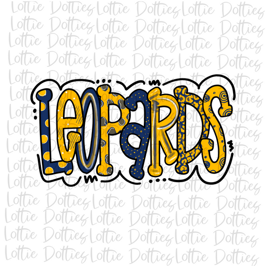 Leopards PNG - Leopards Sublimation - Digital Download - Navy and Gold