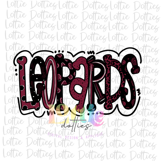 Leopards PNG - Leopards Sublimation - Digital Download - Maroon, Black and White
