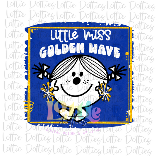 Little Miss Golden Wave PNG - Golden Wave Sublimation - Digital Download