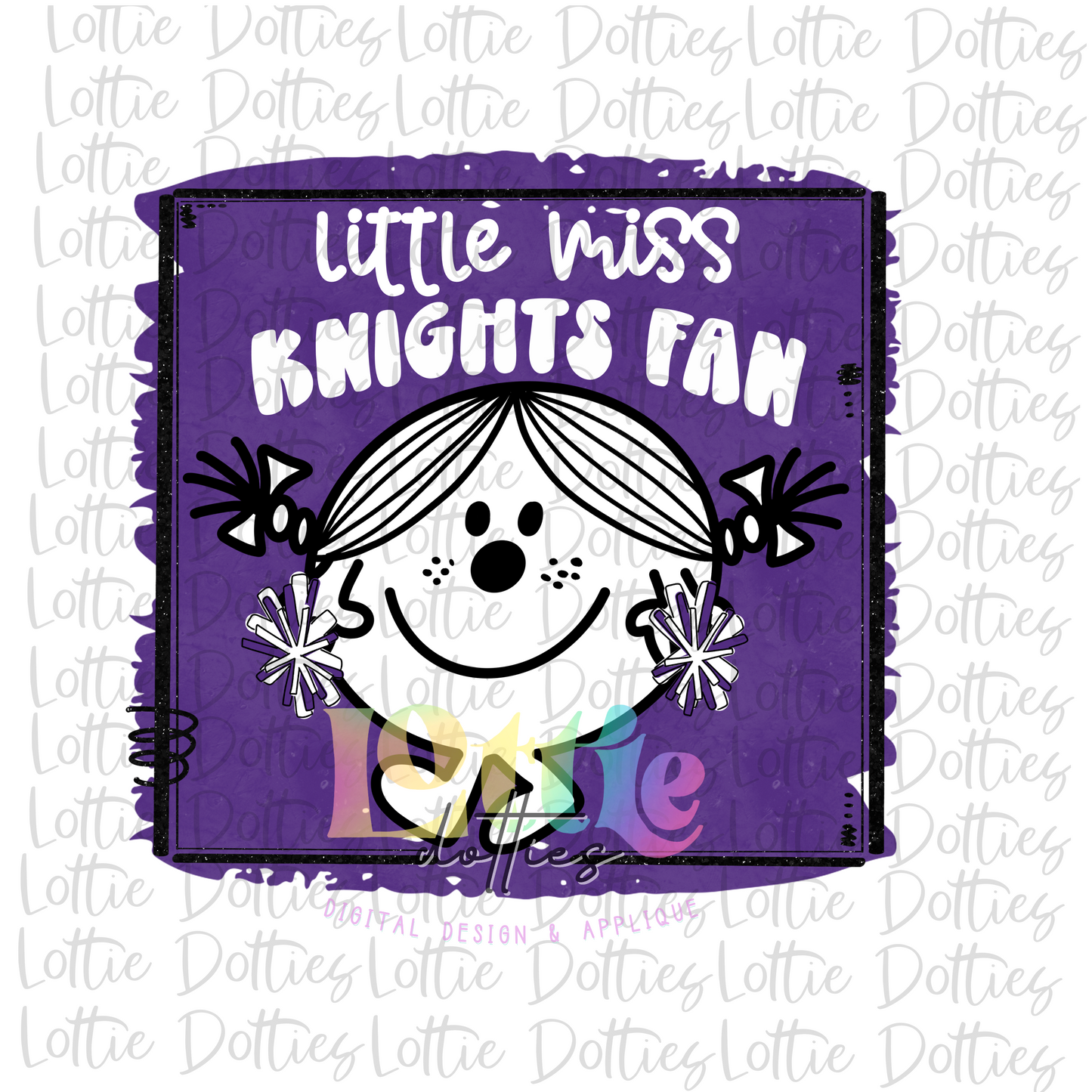 Little Miss Knights Fan PNG - Knights Fan Sublimation - Digital Download