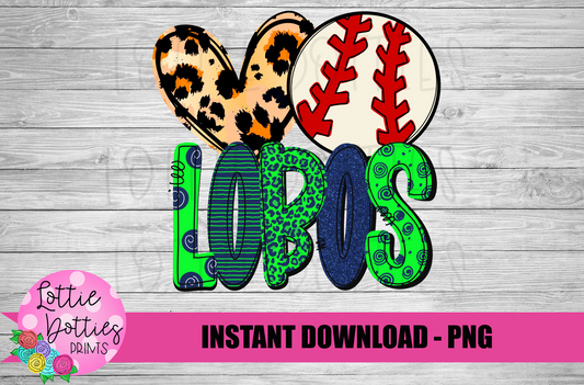 LOBOS Baseball - PNG - LOBOS - Sublimation- Digital Download