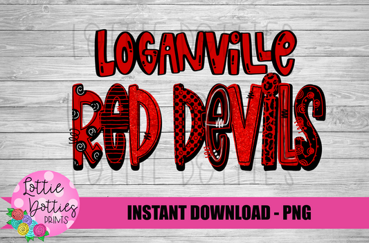 Loganville Red  Devils Png - Devils Sublimation Design - Digital Download