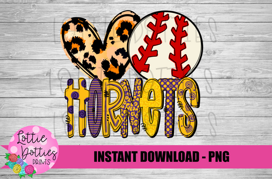 Love Baseball Hornets PNG -  Hornets   -  sublimation design - Digital Download