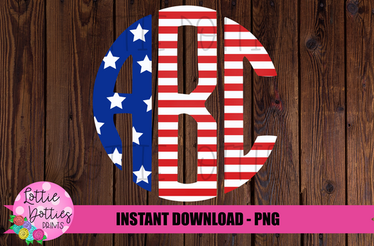 Monogram Stars and Stripes Alphabet - Alpha Pack - Alphabet Clipart - Instant Download - Patriotic