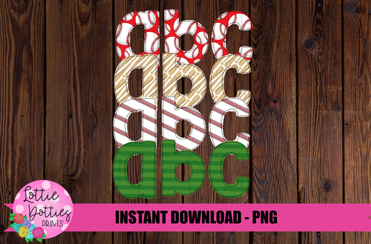 Baseball Faux Applique Alphabet - Alpha Pack - Alphabet Clipart - Instant Download  - Boy Alpha Pack