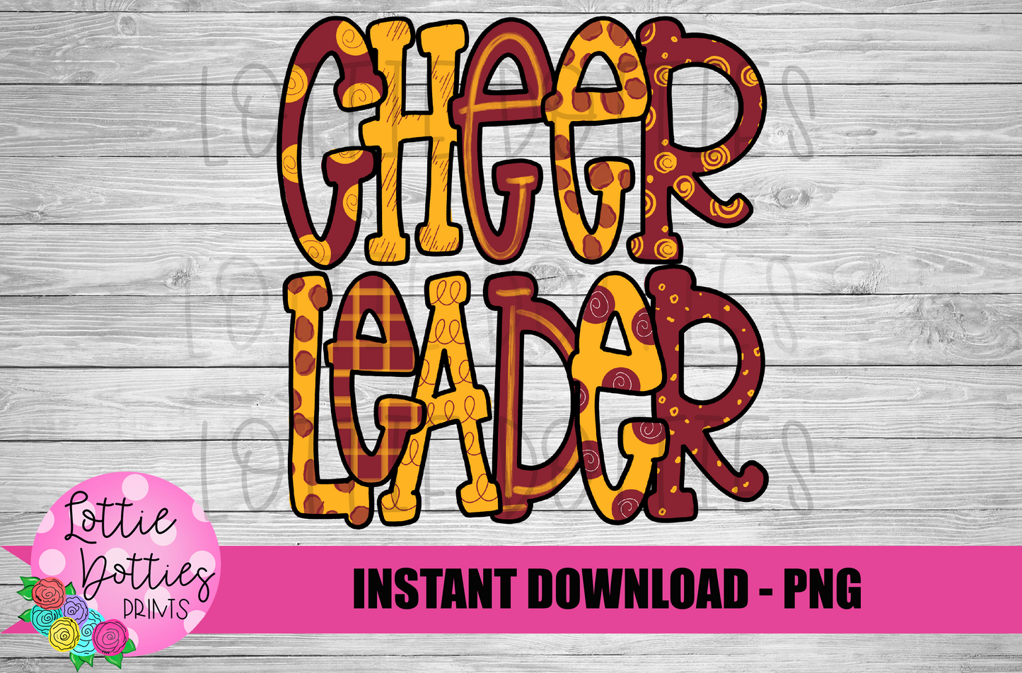 Cheerleader Png - Cheerleader Sublimation File- Maroon and Gold -  Instant download - Digital Download