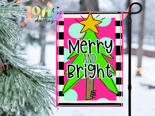 Merry and Bright PNG - Christmas Flag - Sublimation - Digital Download