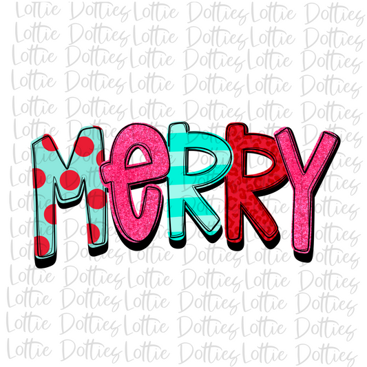 Merry  Whimsical Png - Christmas Sublimation Design- Digital Download