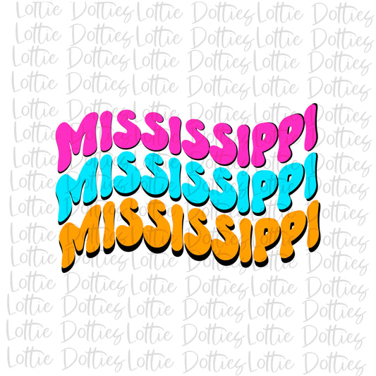Mississippi Wave - Png - Mississippi Colorful Wave -  Sublimation Design - Digital Download