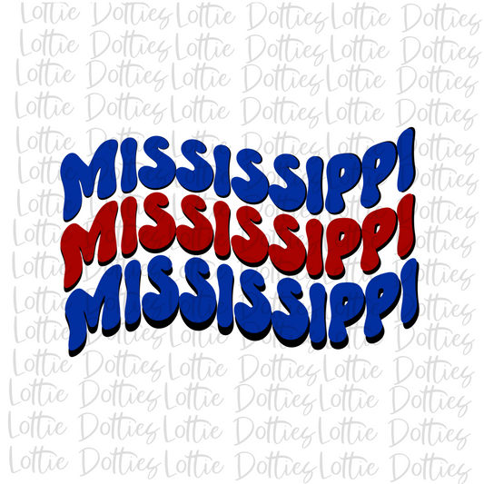 Mississippi Wave - Png - Mississippi Red and Blue Wave -  Sublimation Design - Digital Download