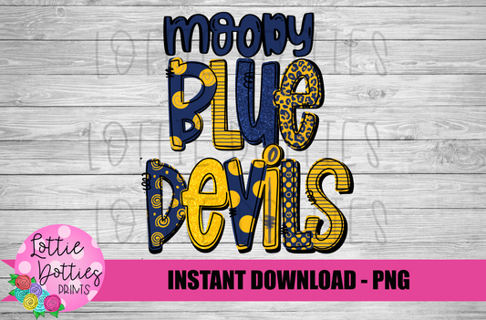 Moody Blue Devils Png - Blue Devils Sublimation Design - Digital Download