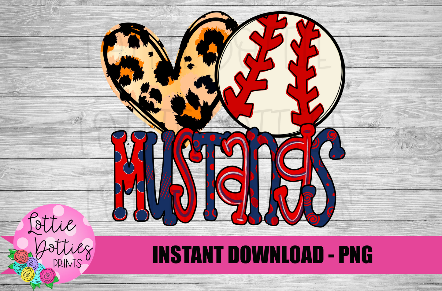 Peace Love Baseball  PNG - Mustangs -  sublimation design - Digital Download