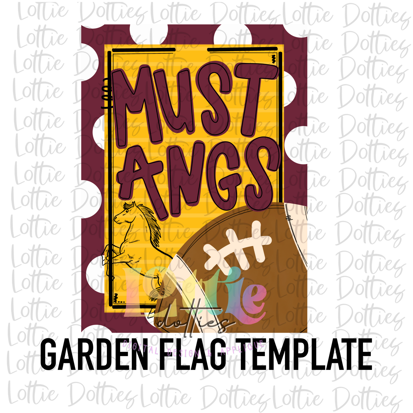 Mustangs Flag PNG - Mustangs Sublimation - Digital Download - Maroon and Gold