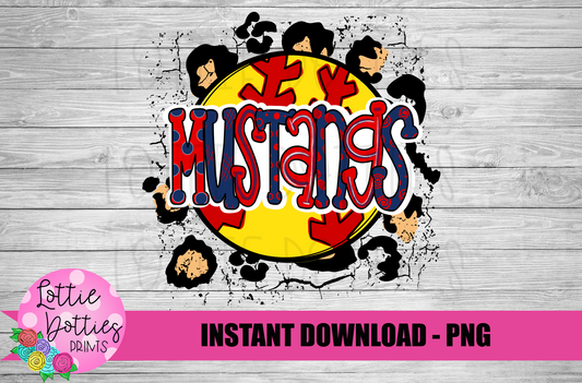 Mustangs Softball  PNG - Mustangs -  sublimation design - Digital Download