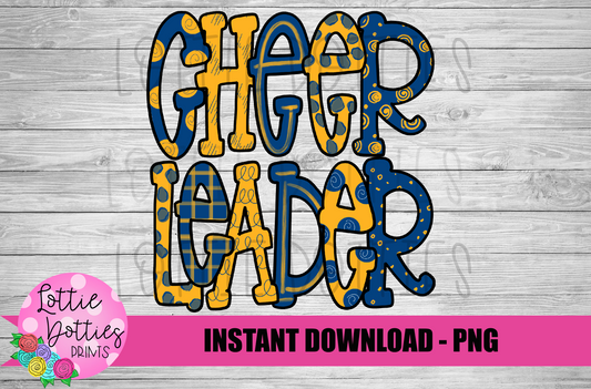 Cheerleader Png - Cheerleader Sublimation File- Navy and Gold -  Instant download - Digital Download