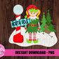 North Pole Girl Elf Png - Christmas Sublimation Design - Elf Design - Digital Download