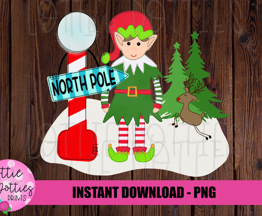 North Pole Boy Elf Png - Christmas Sublimation Design - Elf Design - Digital Download