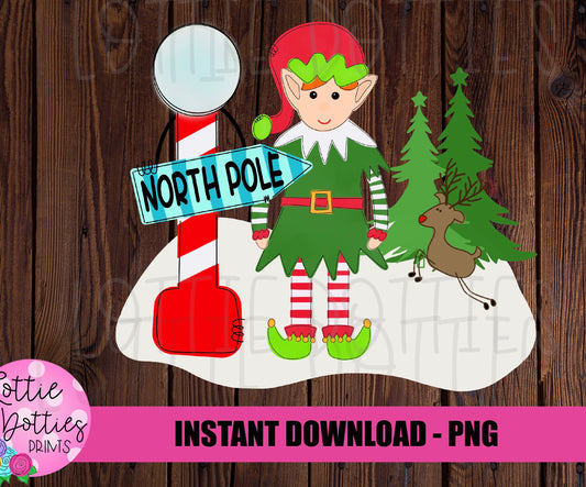 North Pole Boy Elf Png - Christmas Sublimation Design - Elf Design - Digital Download