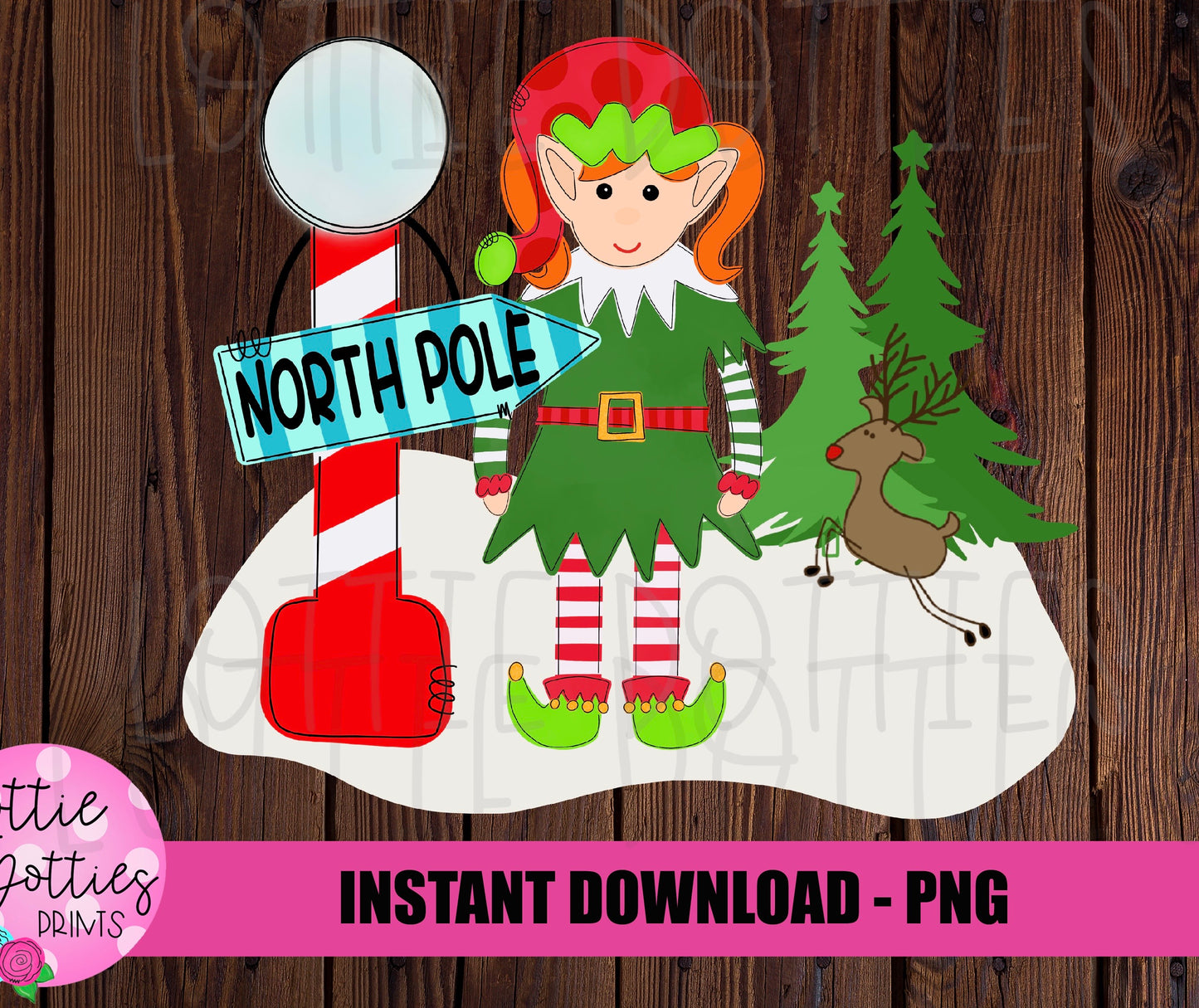 North Pole Girl Elf Png - Christmas Sublimation Design - Elf Design - Digital Download