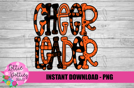 Cheerleader Png - Cheerleader Sublimation File- Orange and Black Instant download - Digital Download