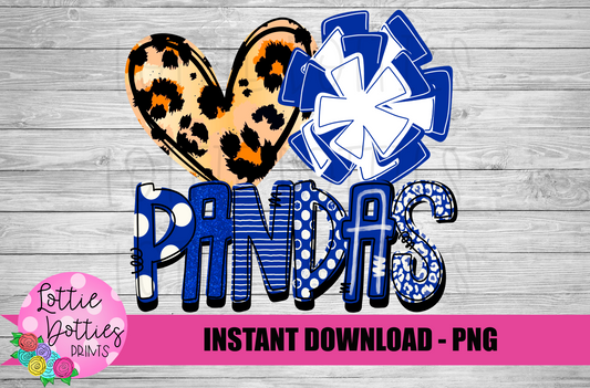 Pandas Pom PNG - Cheerleader -  Pom Pom  -  sublimation design - Digital Download