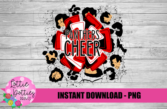 Panthers Pom Cheer  PNG - Cheerleader -  Pom Pom  -  sublimation design - Digital Download