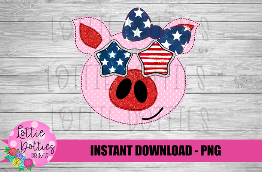 Patriotic Pig  - PNG - Patriotic Pig  - Sublimation - Digital Download