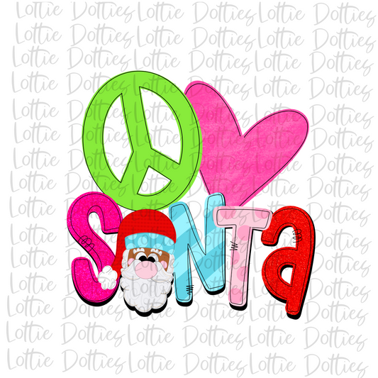 Peace Love Santa  Png - Santa Sublimation - Christmas Sublimation- Digital Download