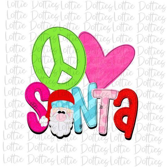 Peace Love Santa  Png - Santa Sublimation - Christmas Sublimation- Digital Download