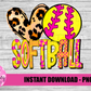 Peace Love Softball  Png - Softball  Sublimation Design - Digital Download
