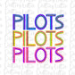 Pilots PNG - Pilots Sublimation - Digital Download - Neon