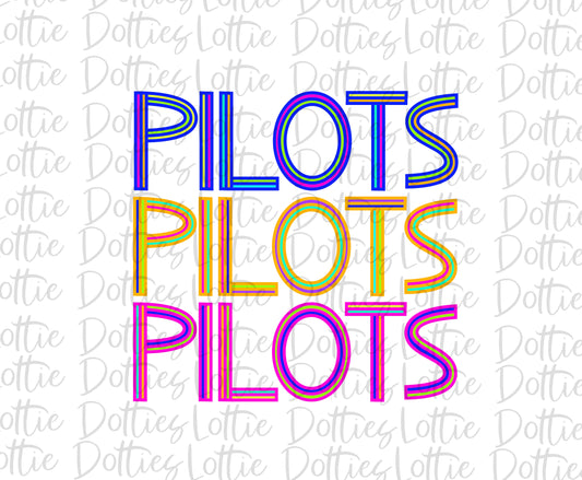 Pilots PNG - Pilots Sublimation - Digital Download - Neon