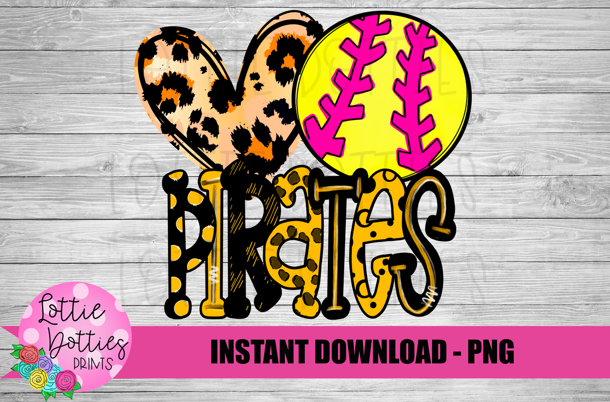 Softball Pirates Png - Softball Sublimation Design - Digital Download – Lottie Dotties LLC