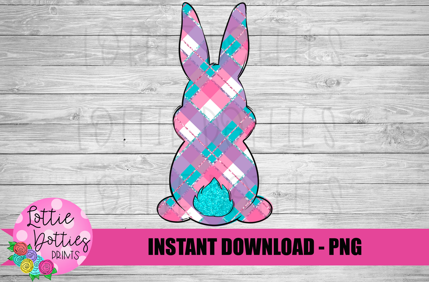 Plaid Bunny   PNG - Easter Sublimation - Digital Download