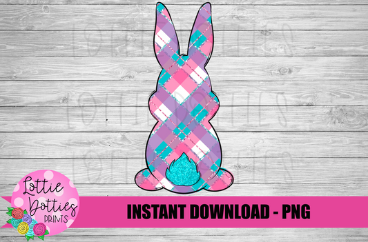 Plaid Bunny   PNG - Easter Sublimation - Digital Download