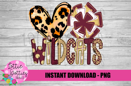 Wildcats Pom PNG - Wildcats -  sublimation design - Digital Download