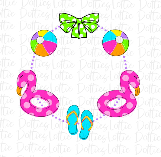 Summer monogram frame Png - flamingo clipart - summer design - Instant Download