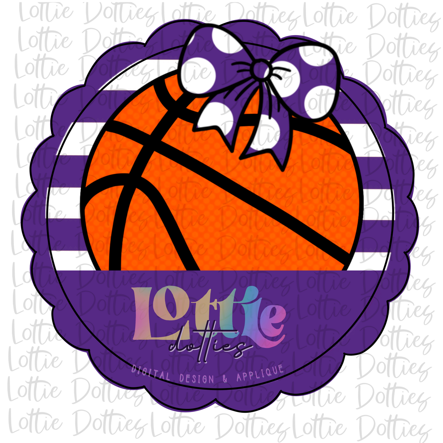 Basketball Scallop - PNG - Basketball  - Digital Download - Purple