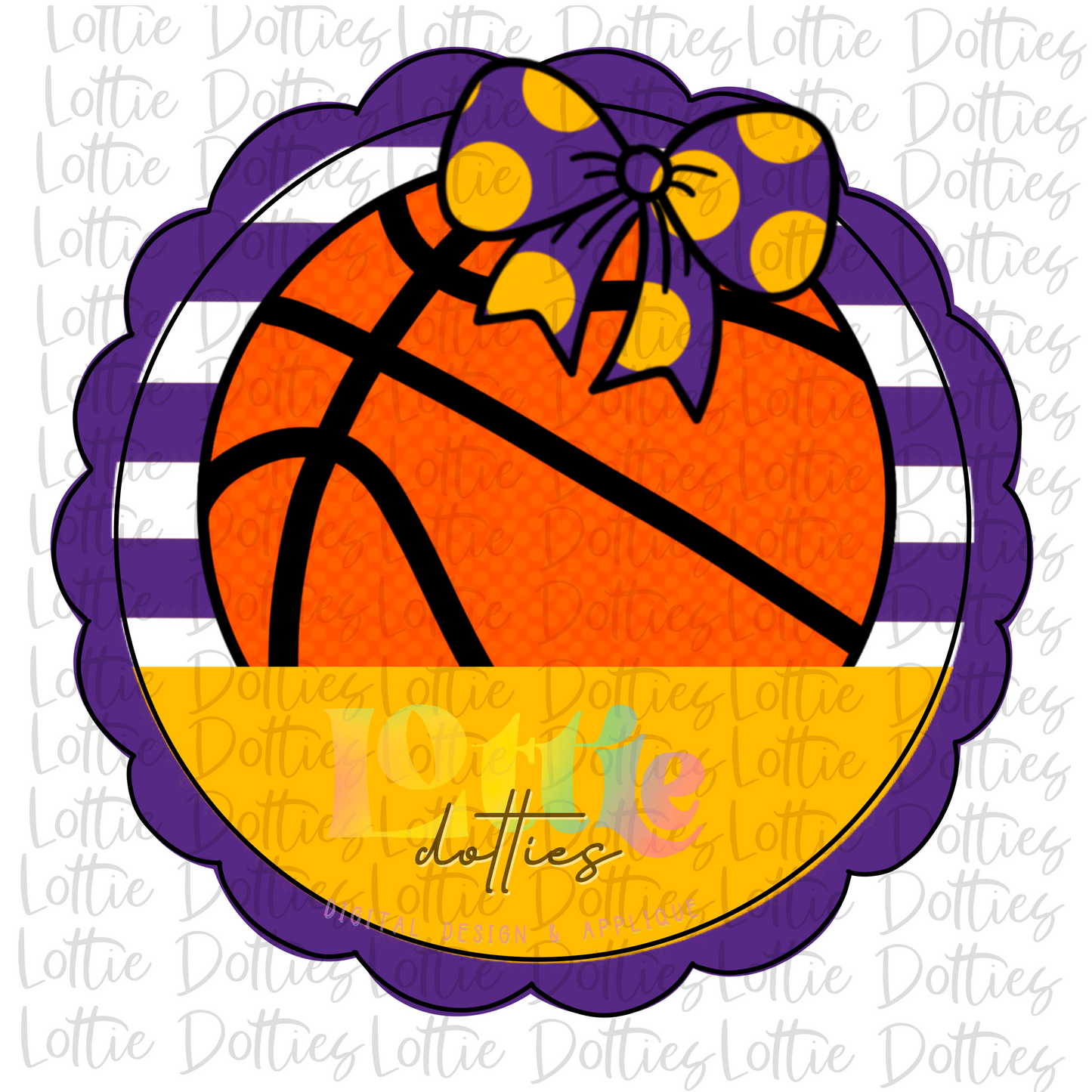 Basketball Scallop - PNG - Basketball  - Digital Download - Purple and Gold