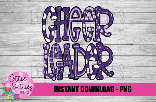 Cheerleader Png - Cheerleader Sublimation File- Purple and White -  Instant download - Digital Download