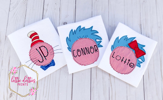 Bundle Deal Read Across America Circle Applique Design - Machine Embroidery - Instant Download