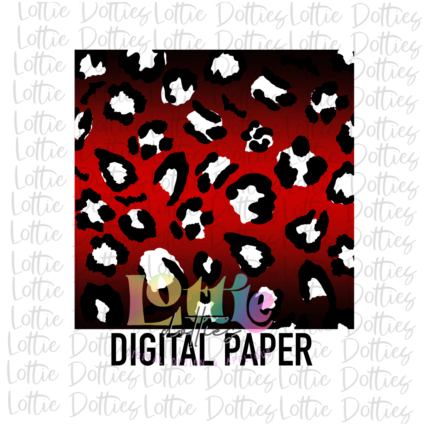 Red and Black Leopard  Ombre Digital Paper - Digital Paper - Instant Download - Digital Download -