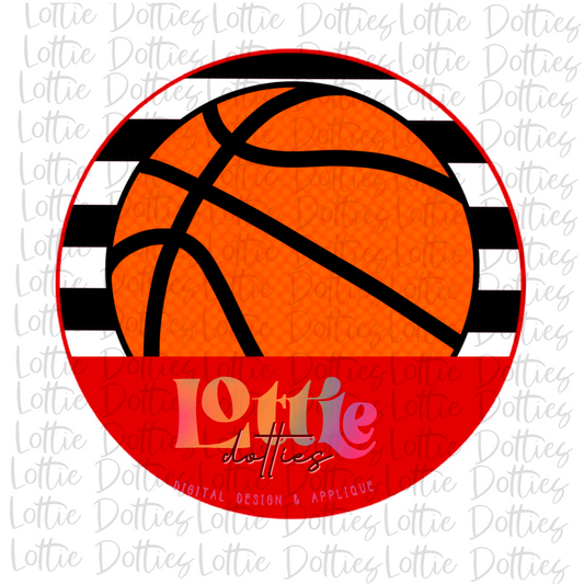 Basketball Circle - PNG - Basketball  - Digital Download - Red and Black
