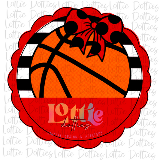Basketball Scallop - PNG - Basketball  - Digital Download - Red and Black